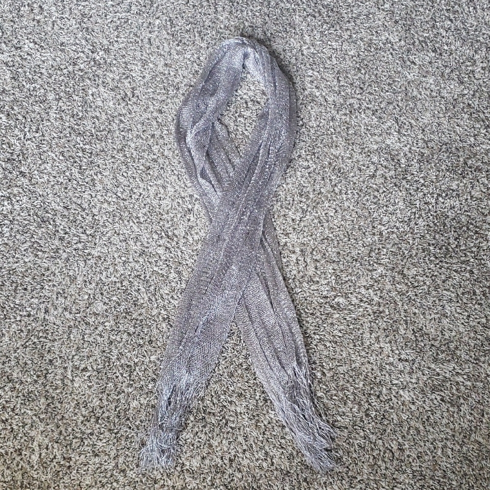 Silver Infinity Scarf with Sheen and Lightweight Design